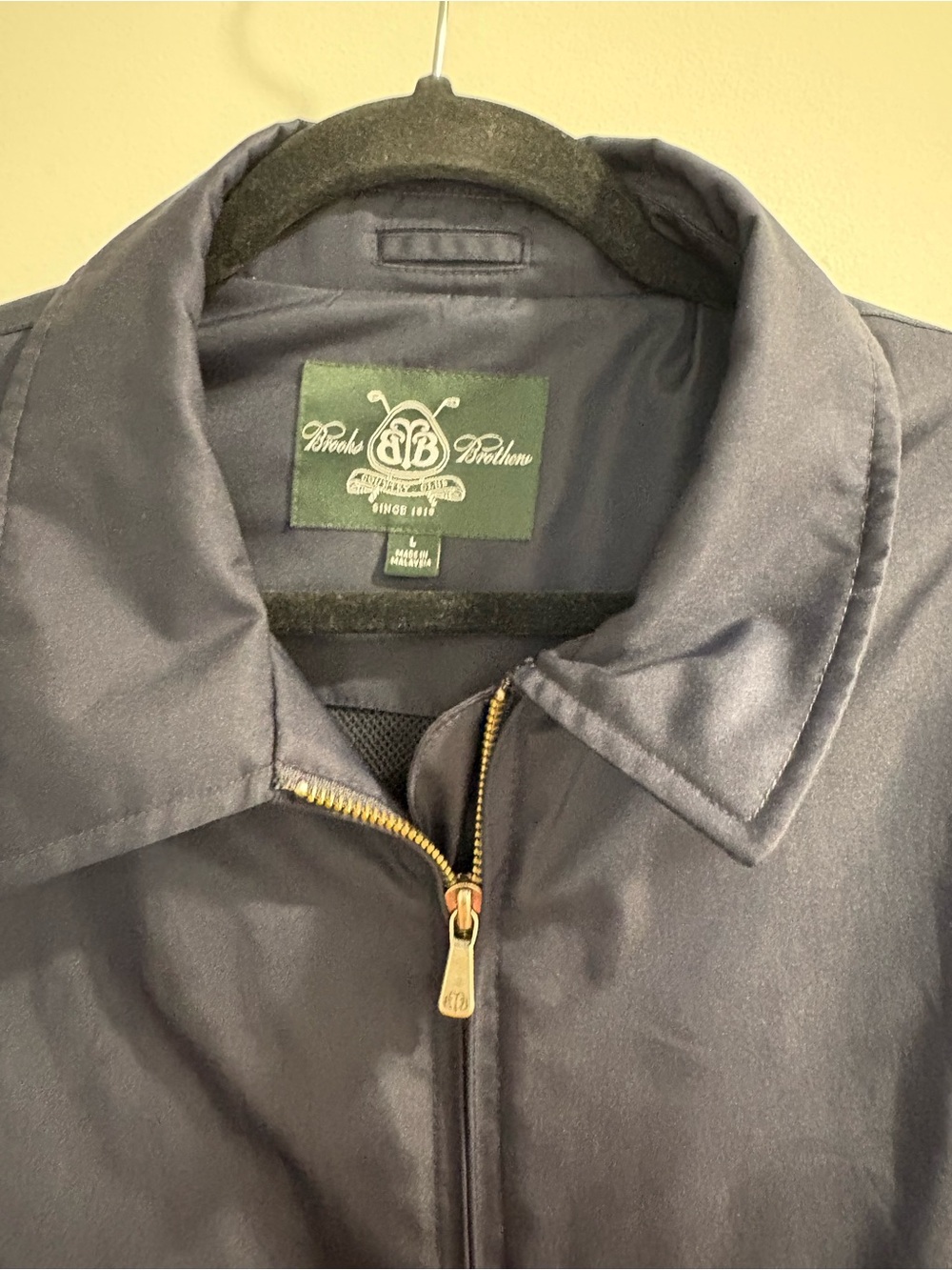 Brooks Brothers Navy Lightweight Zip-Front Jacket large